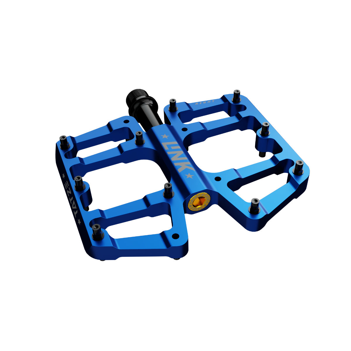 Flaches, leichtes Flat-Pedal mit Titanachse, blau eloxiert